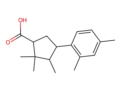 4-(2,4-Dimethylphenyl)-2,2,3-trimethylcyclopentanecarboxylic acid structure