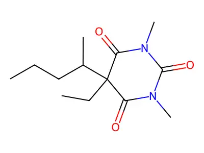 Barbituric acid, 1,3-dimethyl-5-ethyl-5-(1-methylbutyl)- structure