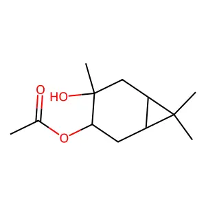 Bicyclo[4.1.0]heptane-3,4-diol, 3,7,7-trimethyl-, 4-acetate, (1R,3S,4S,6S)-rel- structure