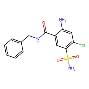 2-Amino-N-benzyl-4-chloro-5-sulphamoylbenzamide structure