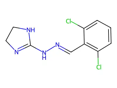 N-[(2,6-dichlorophenyl)methylideneamino]-4,5-dihydro-1H-imidazol-2-amine structure