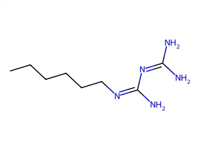 N-Hexylimidodicarbonimidic diamide structure