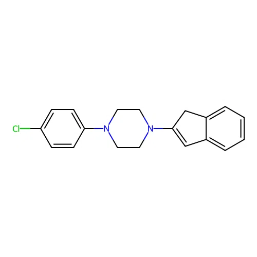 1-(4-chlorophenyl)-4-(1H-inden-2-yl)piperazine structure