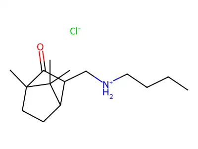 2-Bornanone, 3-((butylamino)methyl)-, hydrochloride structure