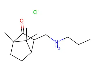 2-Bornanone, 3-((propylamino)methyl)-, hydrochloride structure