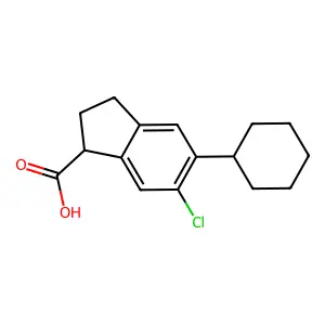 (1S)-6-Chloro-5-cyclohexyl-2,3-dihydro-1H-indene-1-carboxylic acid structure