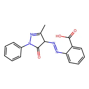2-[(4,5-dihydro-3-methyl-5-oxo-1-phenyl-1H-pyrazol-4-yl)azo]benzoic acid structure