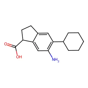 6-Amino-5-cyclohexyl-2,3-dihydro-1H-indene-1-carboxylic acid structure
