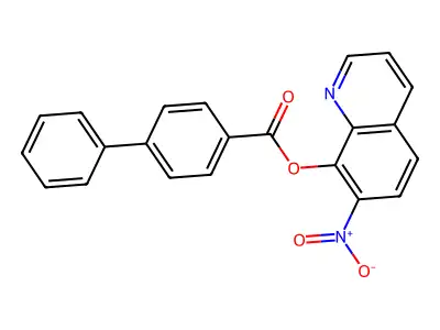 4-Biphenylcarboxylic acid, 7-nitro-8-quinolyl ester structure