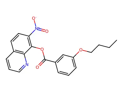 Benzoic acid, m-butoxy-, 7-nitro-8-quinolyl ester structure