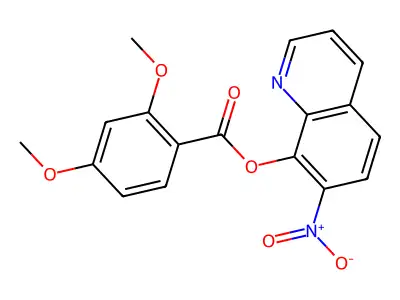 Benzoic acid, 2,4-dimethoxy-, 7-nitro-8-quinolyl ester structure