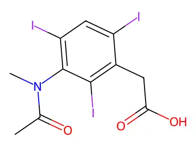 Acetic acid, (3-(N-methylacetamido)-2,4,6-triiodophenyl)- structure