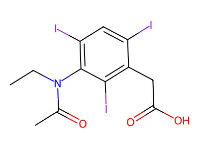 Acetic acid, (3-(N-ethylacetamido)-2,4,6-triiodophenyl)- structure