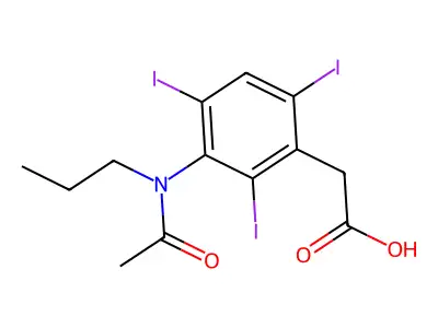 Acetic acid, (3-(N-propylacetamido)-2,4,6-triiodophenyl)- structure