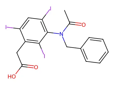 Acetic acid, (3-(N-benzylacetamido)-2,4,6-triiodophenyl)- structure