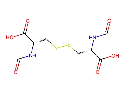 (2R)-3-[[(2R)-2-(carboxyamino)-3-oxopropyl]disulfanyl]-2-formamidopropanoic acid structure