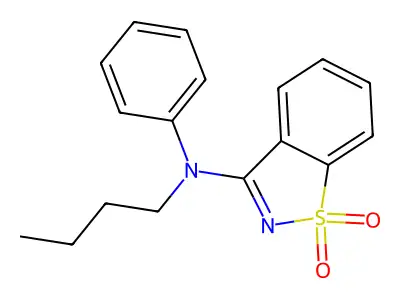 N-butyl-1,1-dioxo-N-phenyl-1,2-benzothiazol-3-amine structure