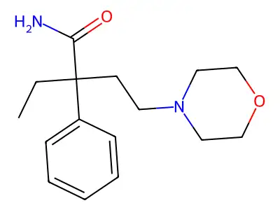 Butyramide, 2-ethyl-4-morpholino-2-phenyl- structure