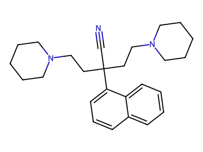 1-NAPHTHALENEACETONITRILE, alpha,alpha-BIS(2-PIPERIDINOETHYL)- structure