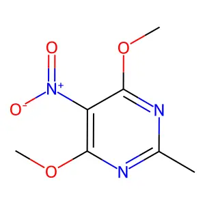 Pyrimidine, 4,6-dimethoxy-2-methyl-5-nitro- structure