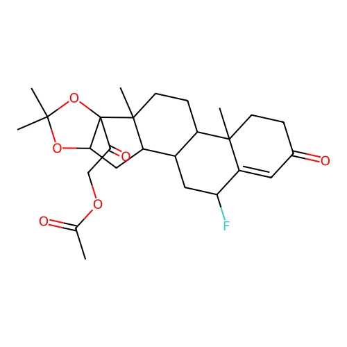 6alpha-Fluoro-16alpha-hydroxy-21-acetylcortexolone 16,17-acetonide structure
