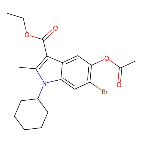 Ethyl 5-(acetyloxy)-6-bromo-1-cyclohexyl-2-methyl-1H-indole-3-carboxylate structure
