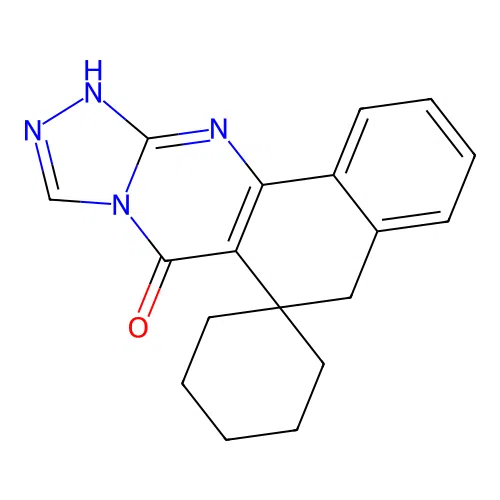 5H-spiro[benzo[h][1,2,4]triazolo[3,4-b]quinazoline-6,1'-cyclohexan]-7(12H)-one structure
