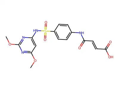 4-[4-[(2,6-Dimethoxypyrimidin-4-yl)sulfamoyl]anilino]-4-oxobut-2-enoic acid structure