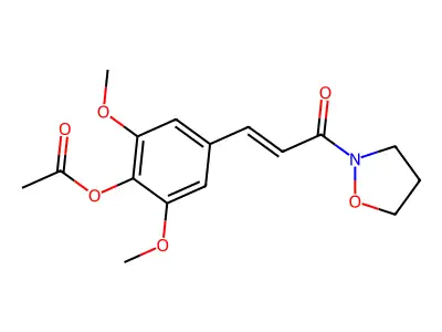 [2,6-Dimethoxy-4-[3-(1,2-oxazolidin-2-yl)-3-oxoprop-1-enyl]phenyl] acetate structure