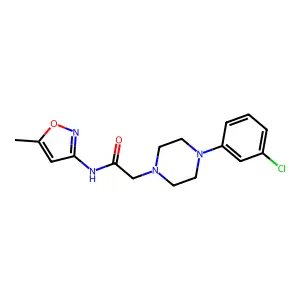 2-[4-(3-chlorophenyl)piperazin-1-yl]-N-(5-methyl-1,2-oxazol-3-yl)acetamide structure