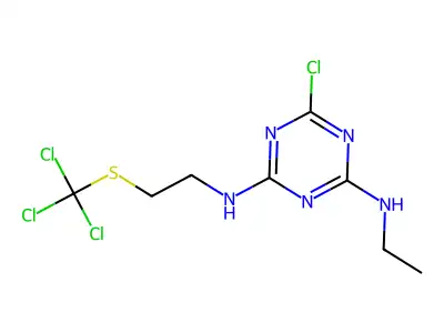 6-chloro-4-N-ethyl-2-N-[2-(trichloromethylsulfanyl)ethyl]-1,3,5-triazine-2,4-diamine structure