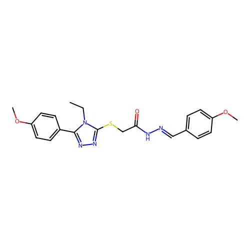 2-{[4-ethyl-5-(4-methoxyphenyl)-4H-1,2,4-triazol-3-yl]sulfanyl}-N'-[(E)-(4-methoxyphenyl)methylidene]acetohydrazide structure