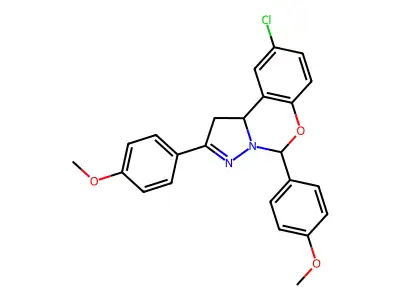9-Chloro-2,5-bis(4-methoxyphenyl)-1,10B-dihydropyrazolo(1,5-C)(1,3)benzoxazine structure