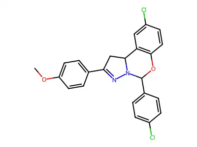 4-(9-CL-5-(4-CL-PH)-1,10B-Dihydropyrazolo(1,5-C)(1,3)benzoxazin-2-YL)PH ME ether structure