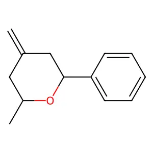 2H-Pyran, tetrahydro-2-methyl-4-methylene-6-phenyl- structure