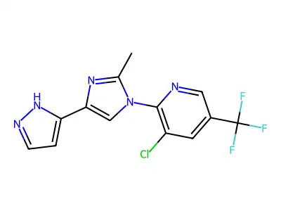 3-chloro-2-[2-methyl-4-(1H-pyrazol-5-yl)-1H-imidazol-1-yl]-5-(trifluoromethyl)pyridine structure