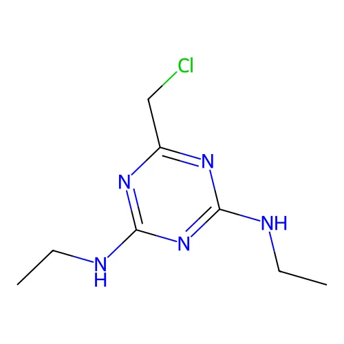 6-(chloromethyl)-2-N,4-N-diethyl-1,3,5-triazine-2,4-diamine structure