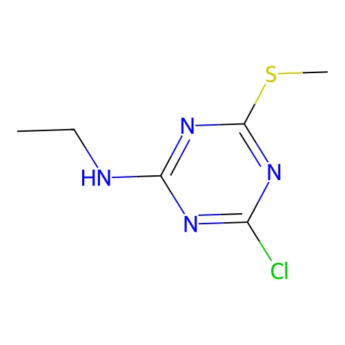 4-chloro-N-ethyl-6-methylsulfanyl-1,3,5-triazin-2-amine structure