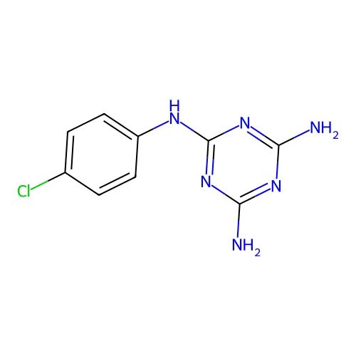 2-N-(4-chlorophenyl)-1,3,5-triazine-2,4,6-triamine structure