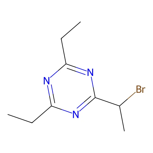 2-(1-Bromoethyl)-4,6-diethyl-1,3,5-triazine structure
