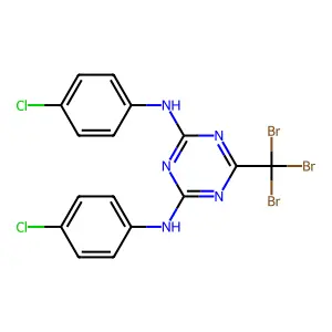 2-N,4-N-bis(4-chlorophenyl)-6-(tribromomethyl)-1,3,5-triazine-2,4-diamine structure