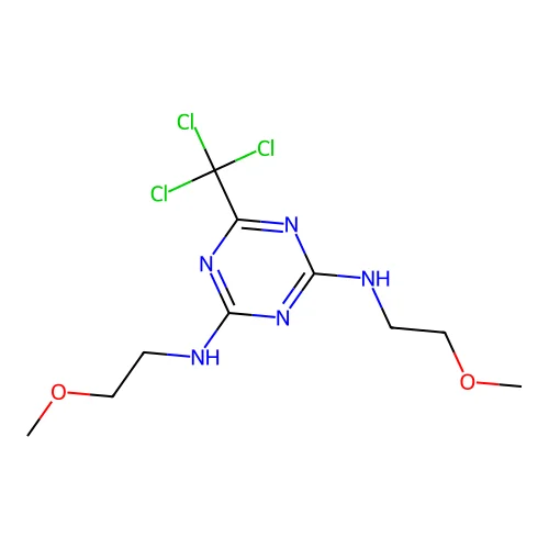 2-N,4-N-bis(2-methoxyethyl)-6-(trichloromethyl)-1,3,5-triazine-2,4-diamine structure