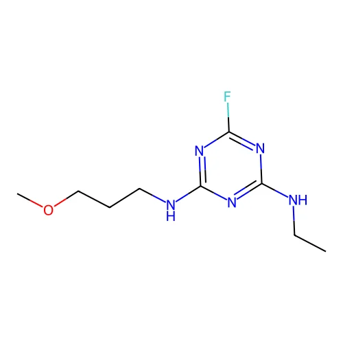 4-N-ethyl-6-fluoro-2-N-(3-methoxypropyl)-1,3,5-triazine-2,4-diamine structure