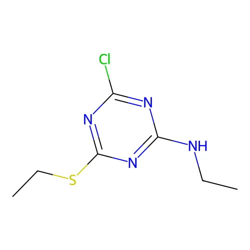 4-chloro-N-ethyl-6-ethylsulfanyl-1,3,5-triazin-2-amine structure