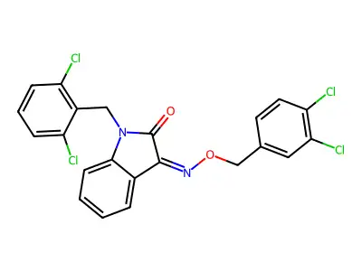 3-[(3,4-Dichlorophenyl)methoxyimino]-1-[(2,6-dichlorophenyl)methyl]indol-2-one structure