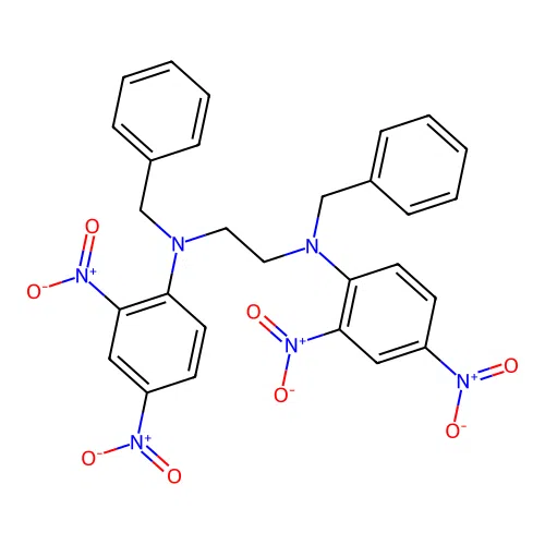 N,N'-dibenzyl-N,N'-bis(2,4-dinitrophenyl)ethane-1,2-diamine structure
