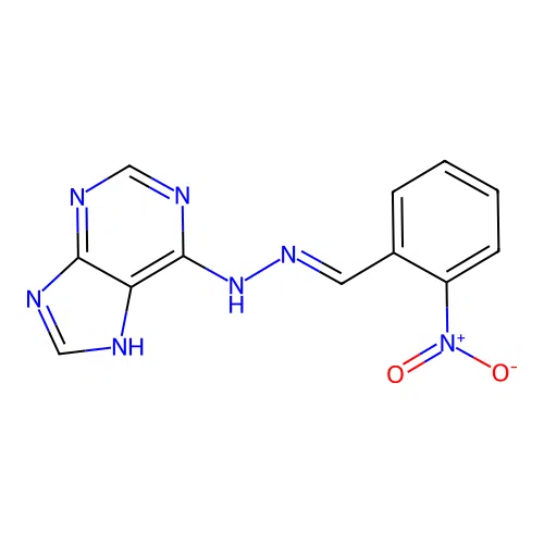 (E)-6-(2-(2-nitrobenzylidene)hydrazinyl)-9H-purine structure