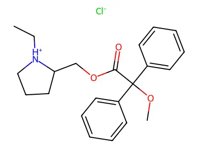 (1-Ethylpyrrolidin-2-yl)methyl methoxy(diphenyl)acetate--hydrogen chloride (1/1) structure