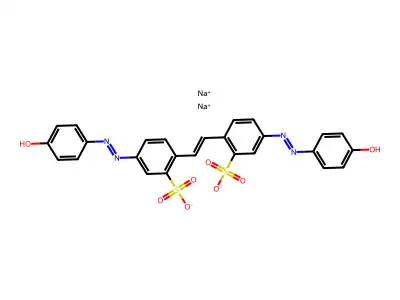 Sodium 4,4'-bis(p-hydroxyphenylazo)-2,2'-vinylenedibenzenesulphonate structure