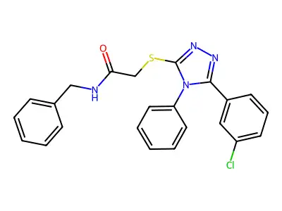 N-benzyl-2-[[5-(3-chlorophenyl)-4-phenyl-1,2,4-triazol-3-yl]sulfanyl]acetamide structure
